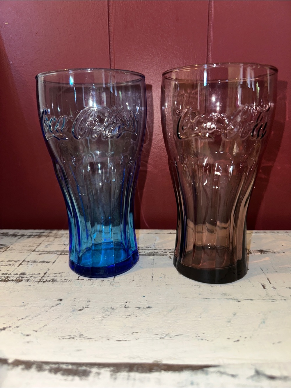 Coca Cola Blue and Smoke Contour Glasses Pair